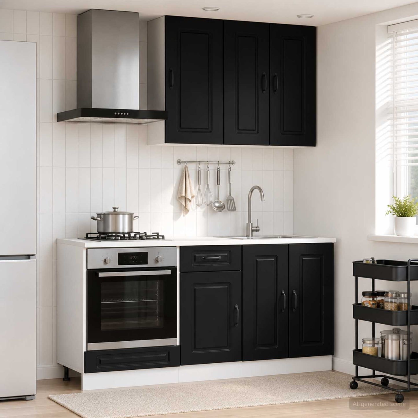 Kücheneinheit KALMAR 5 stk. Schwarz Holzwerkstoff