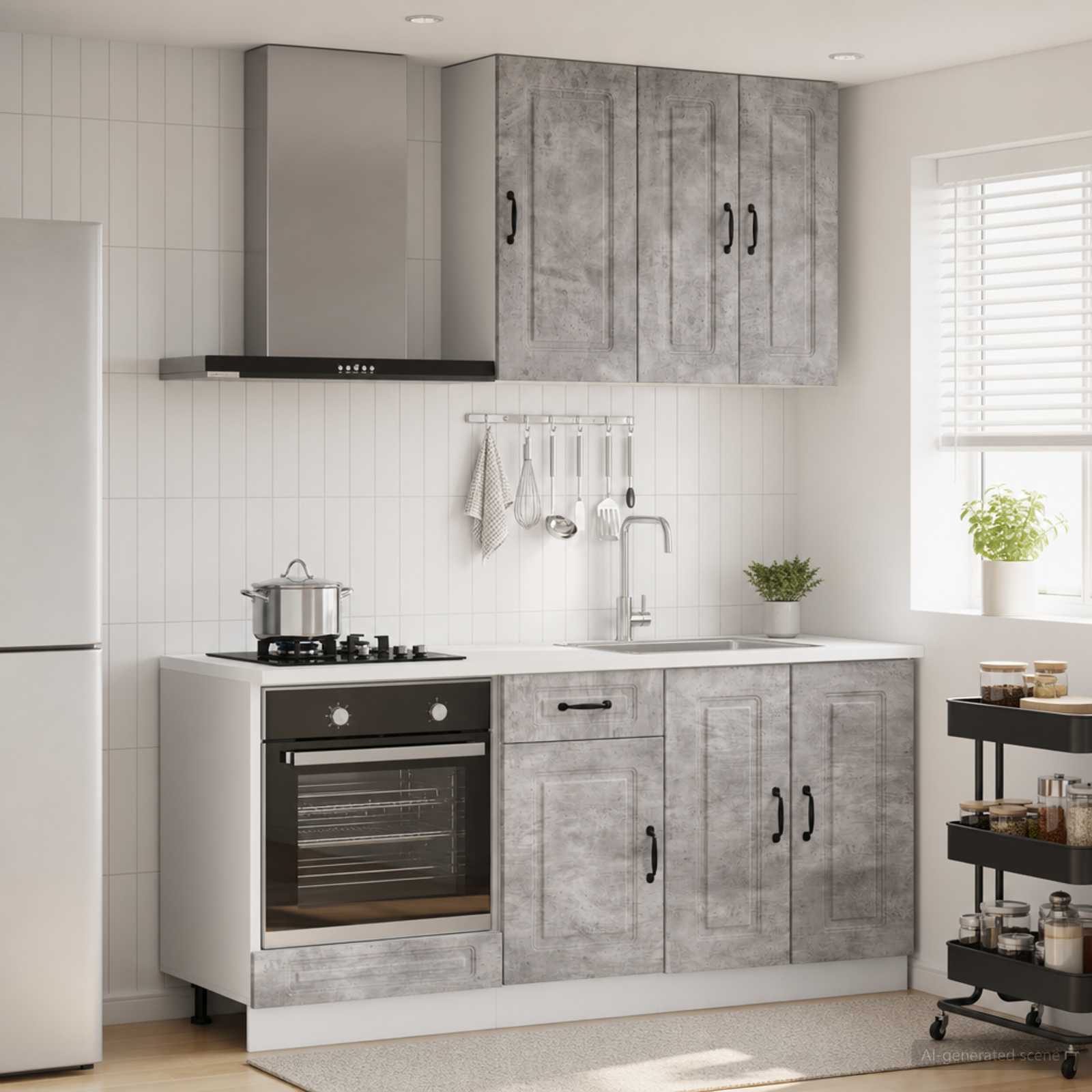 Kücheneinheit KALMAR 5 stk. Betongrau Holzwerkstoff