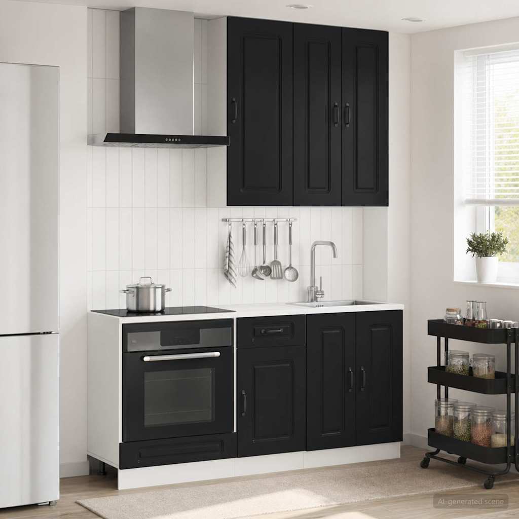 Kücheneinheit KALMAR 5 stk. Schwarz Holzwerkstoff