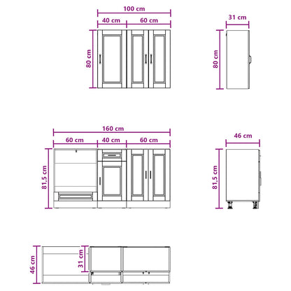 Kücheneinheit PORTO 5 stk. Weiß Holzwerkstoff