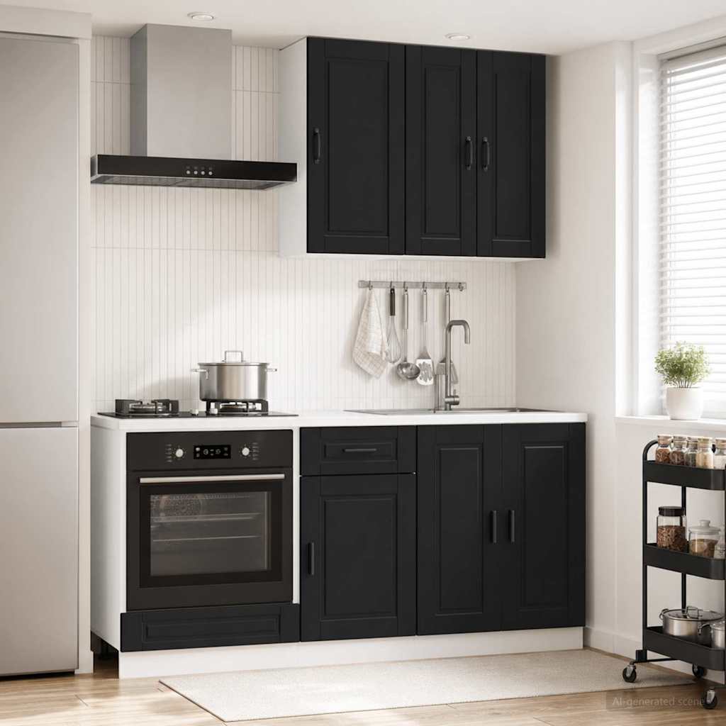 Kücheneinheit PORTO 5 stk. Schwarz Holzwerkstoff