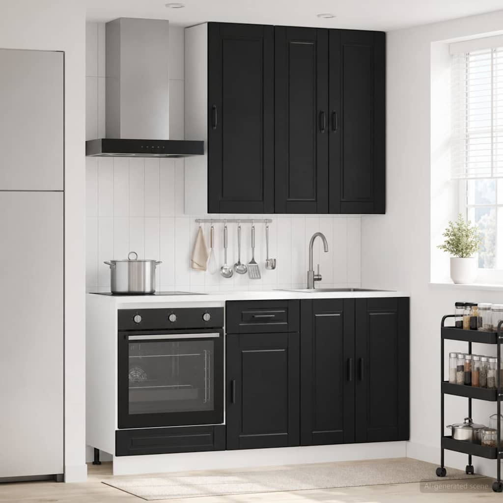 Kücheneinheit PORTO 5 stk. Schwarz Holzwerkstoff