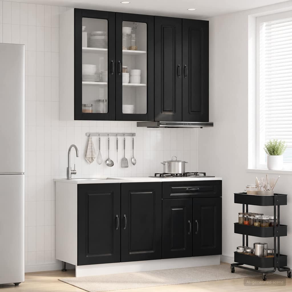 Kücheneinheit KALMAR 4 stk. Schwarz Holzwerkstoff