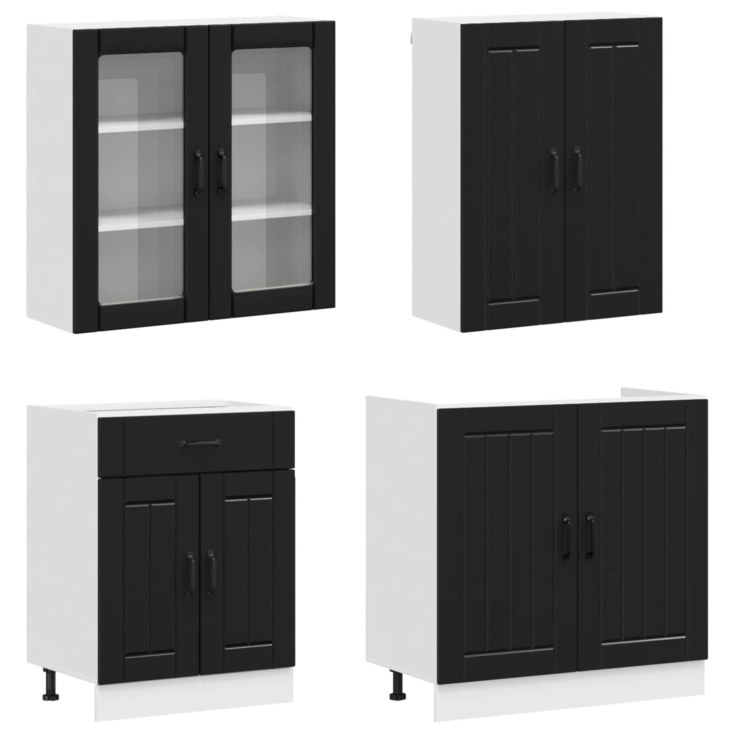 Kücheneinheit LUCCA 4 pcs Schwarz Holzwerkstoff