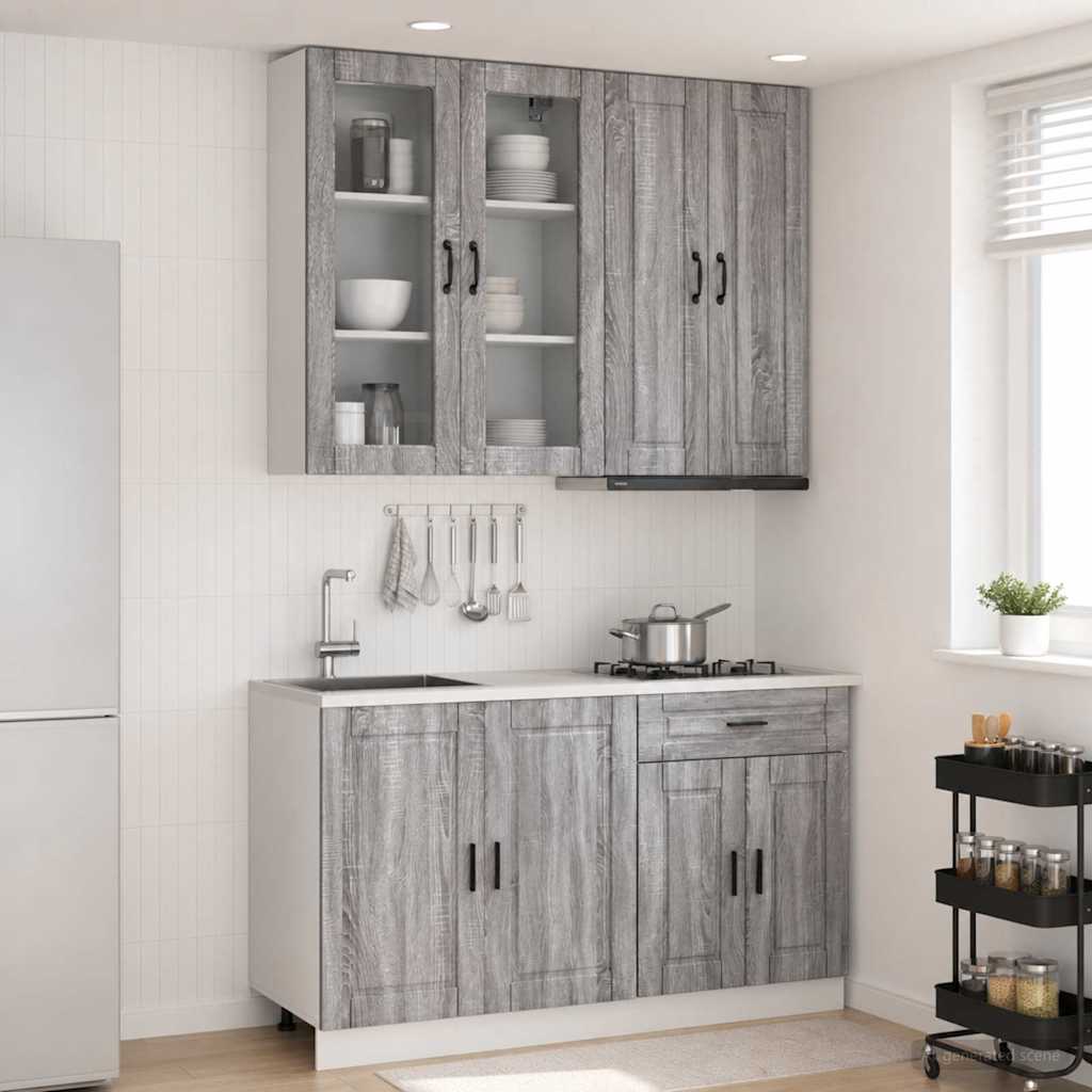 Kücheneinheit PORTO 4 stk. Grau Sonoma Holzwerkstoff