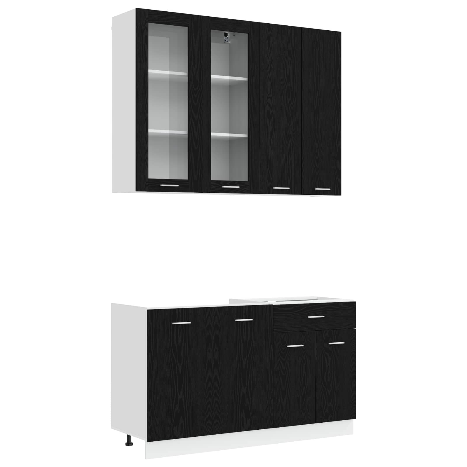 Kücheneinheit LYON 4 pcs Schwarze Eiche Holzwerkstoff