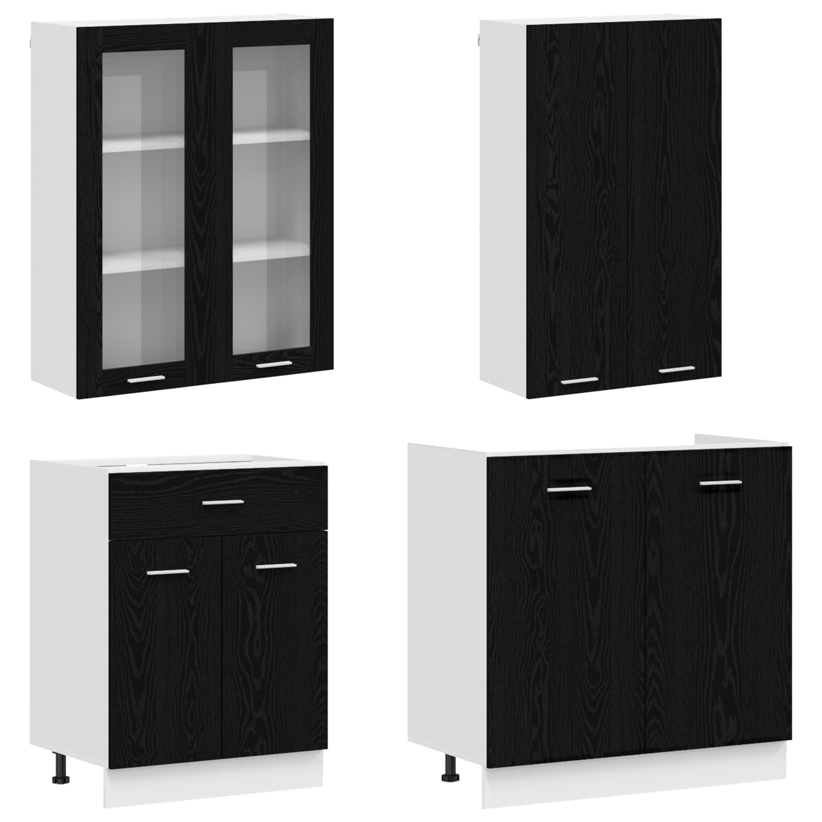 Kücheneinheit LYON 4 pcs Schwarze Eiche Holzwerkstoff