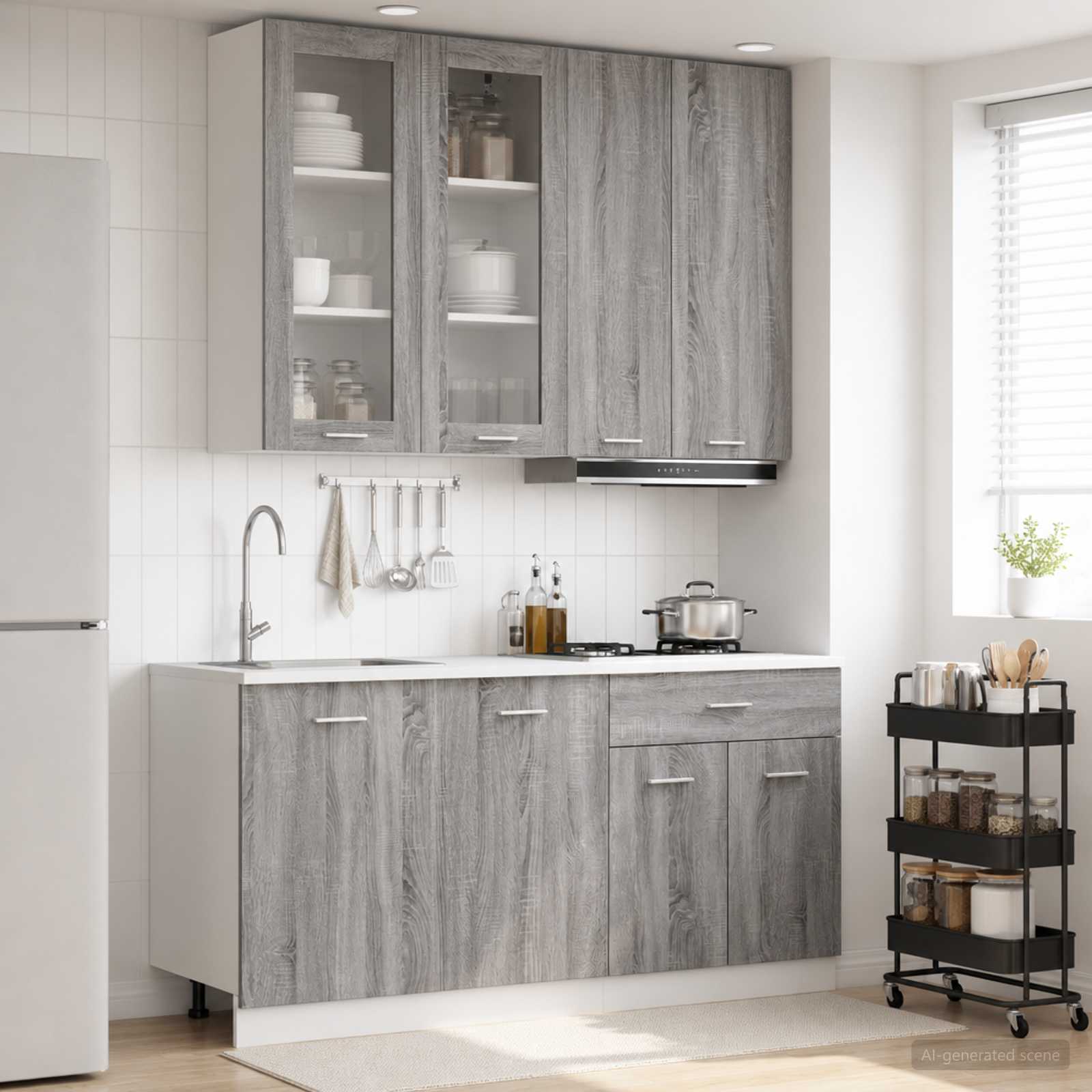 Kücheneinheit LYON 4 stk. Grau Sonoma Holzwerkstoff