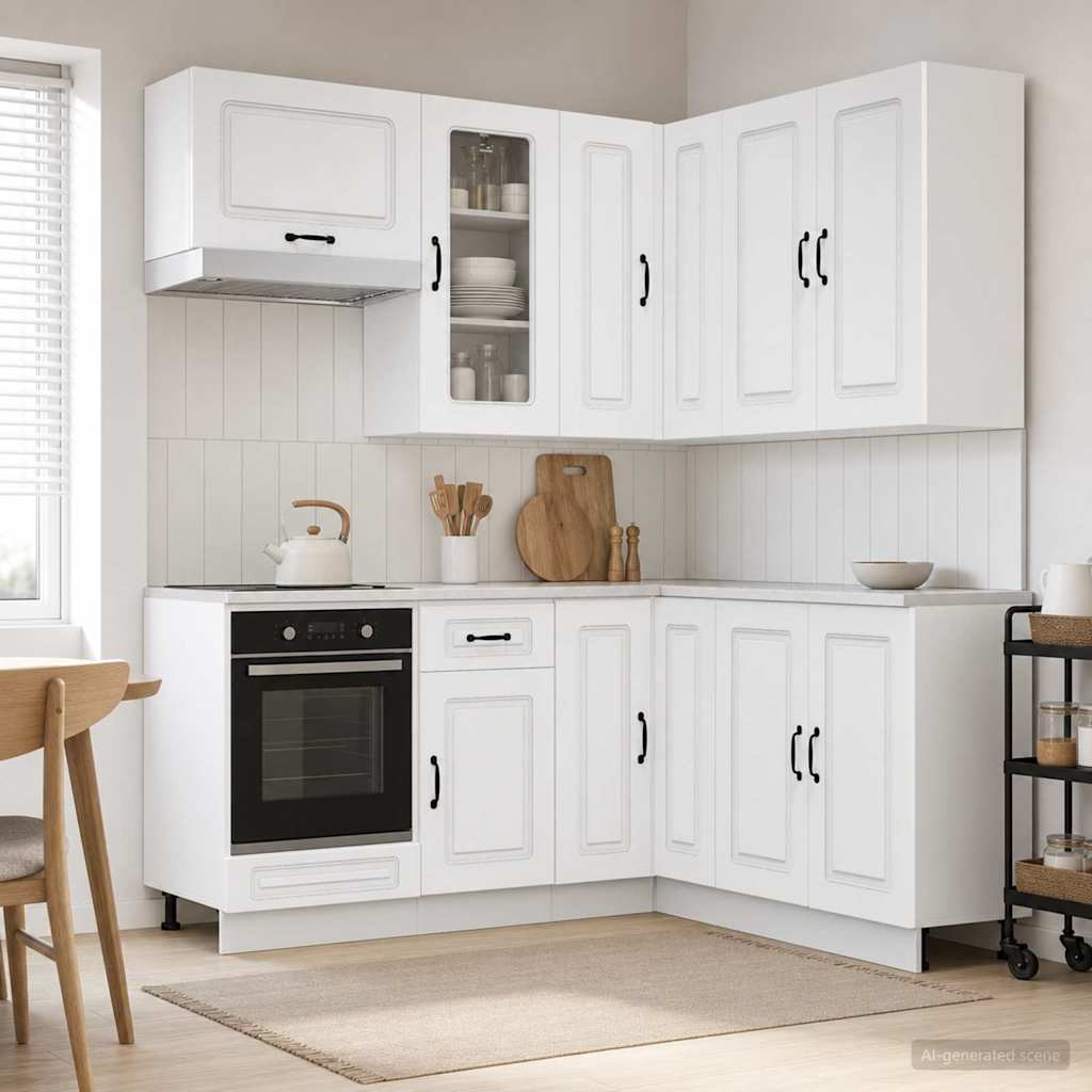 Kücheneinheit KALMAR 8 stk. Weiß Holzwerkstoff