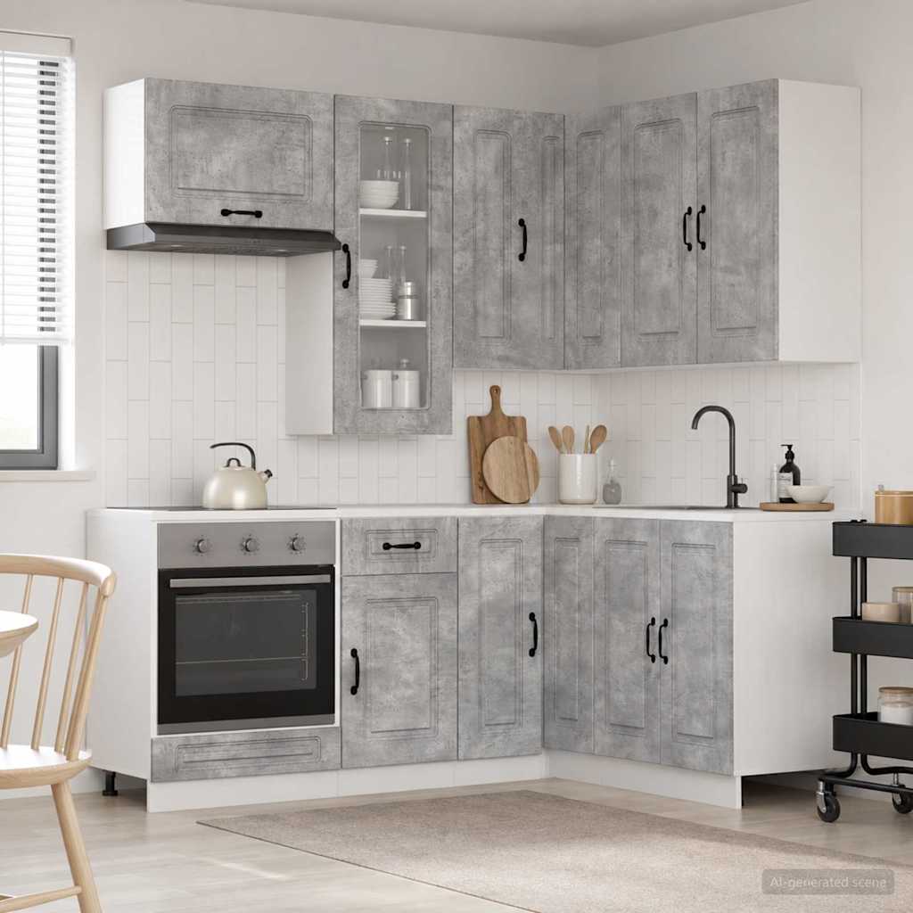 Kücheneinheit KALMAR 8 stk. Betongrau Holzwerkstoff