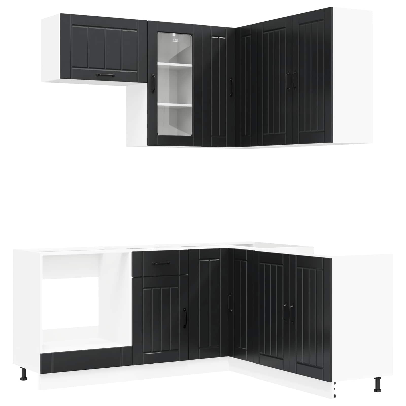 Kücheneinheit LUCCA 8 stk. Schwarz Holzwerkstoff