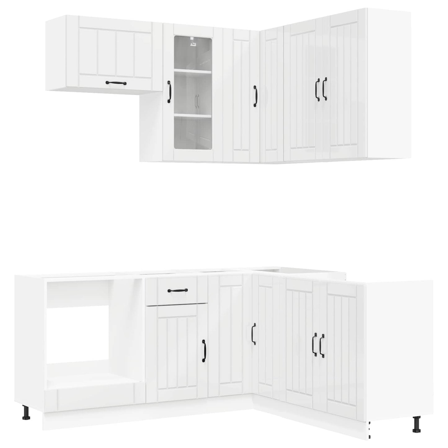 Kücheneinheit LUCCA 8 stk. Hochglanz Weiß Holzwerkstoff