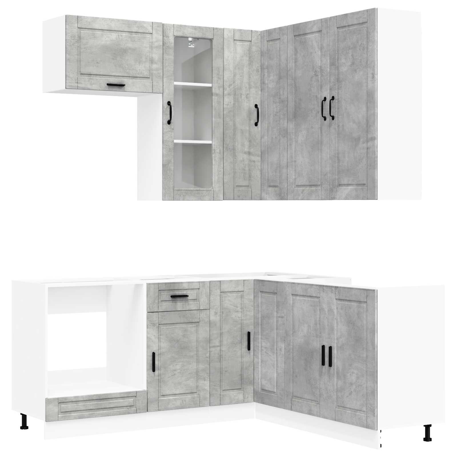 Kücheneinheit PORTO 8 pcs Betongrau Holzwerkstoff