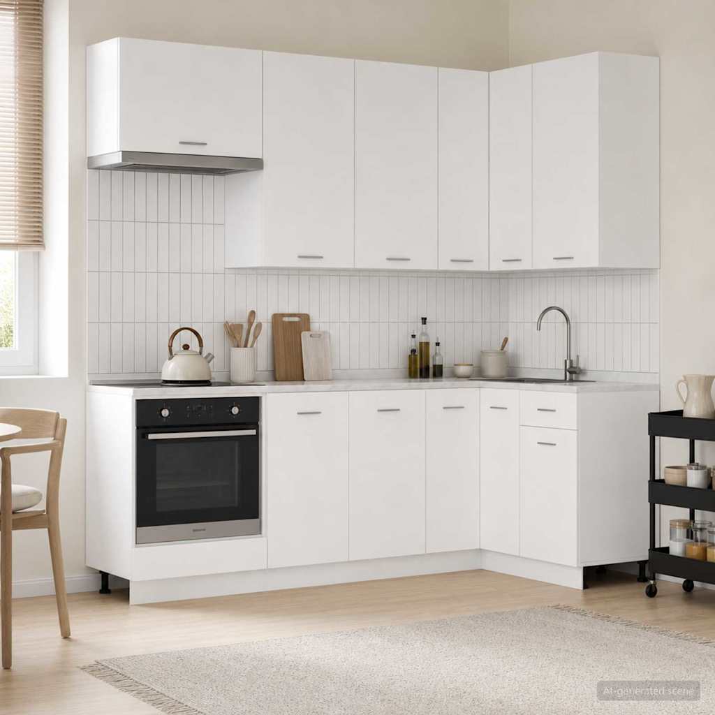 Kücheneinheit LYON 8 stk. Weiß Holzwerkstoff