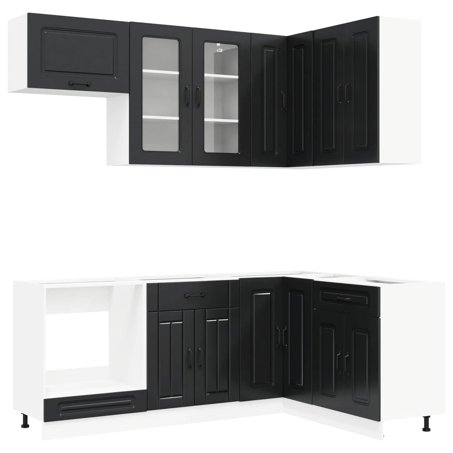 Kücheneinheit KALMAR 8 stk. Schwarz Holzwerkstoff