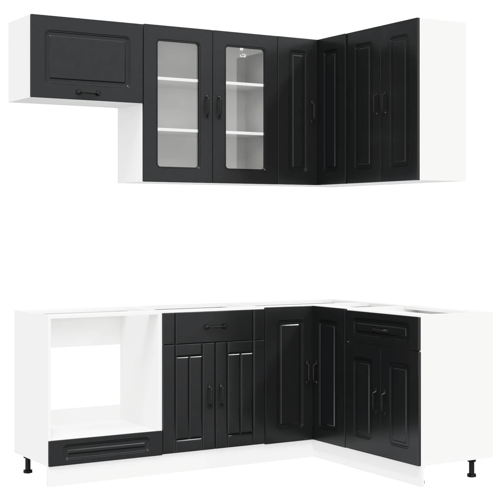Kücheneinheit KALMAR 8 stk. Schwarz Holzwerkstoff