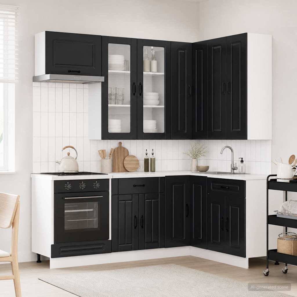 Kücheneinheit KALMAR 8 stk. Schwarz Holzwerkstoff