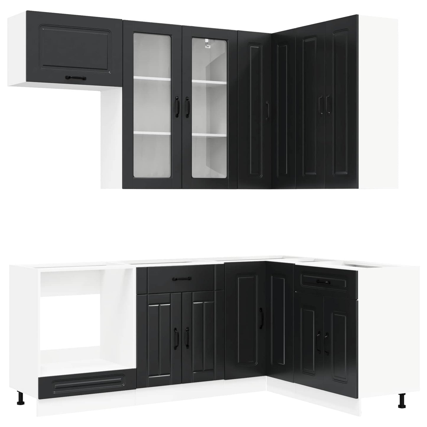 Kücheneinheit KALMAR 8 stk. Schwarz Holzwerkstoff