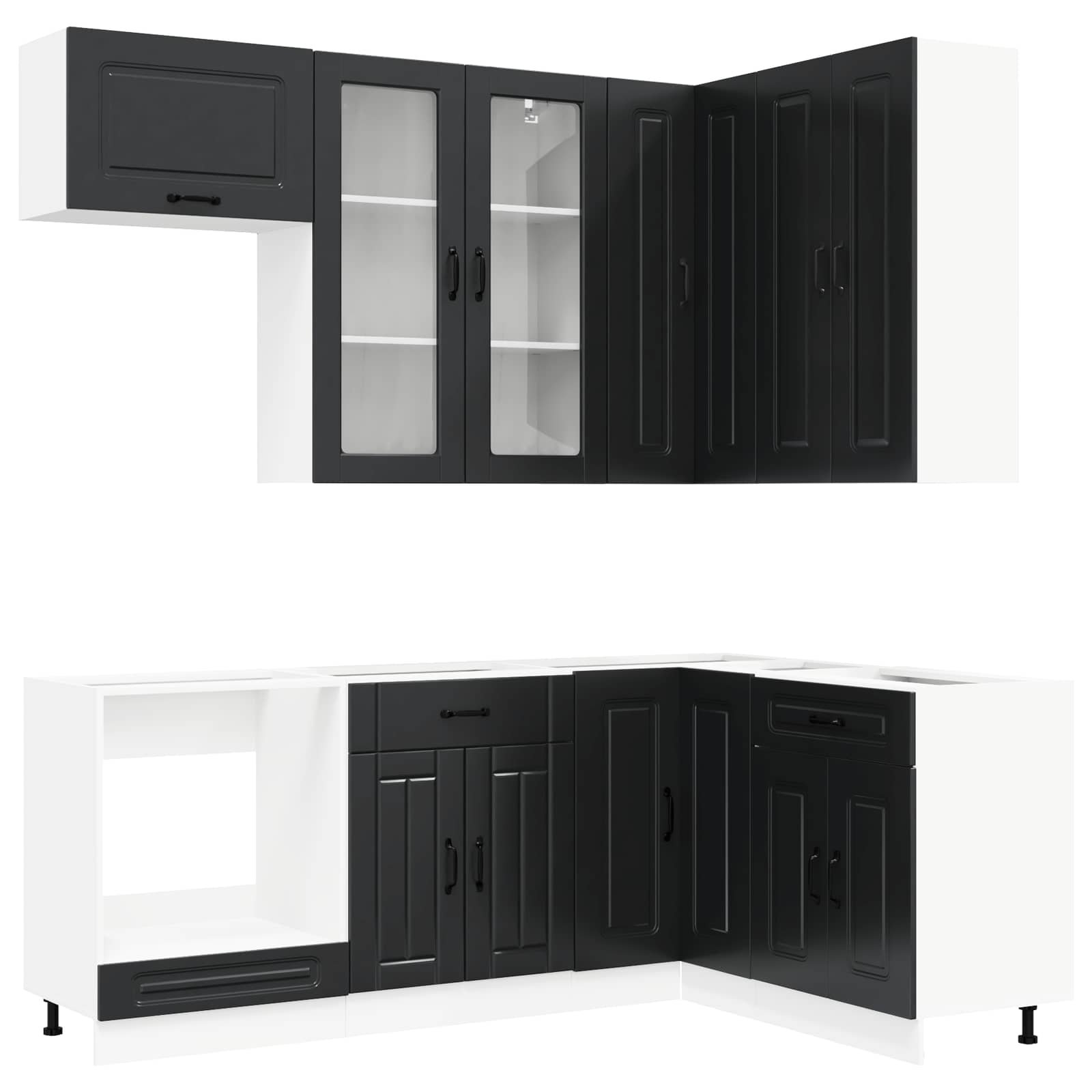 Kücheneinheit KALMAR 8 stk. Schwarz Holzwerkstoff