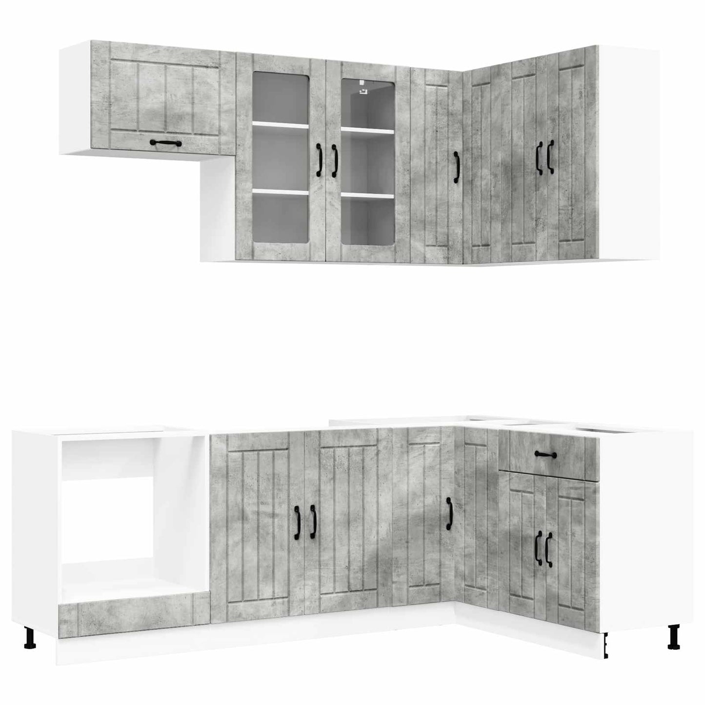 Kücheneinheit LUCCA 8 stk. Betongrau Holzwerkstoff