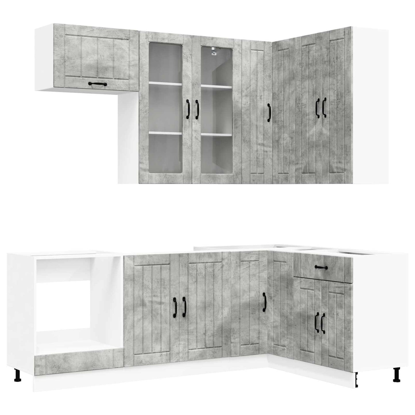 Kücheneinheit LUCCA 8 stk. Betongrau Holzwerkstoff