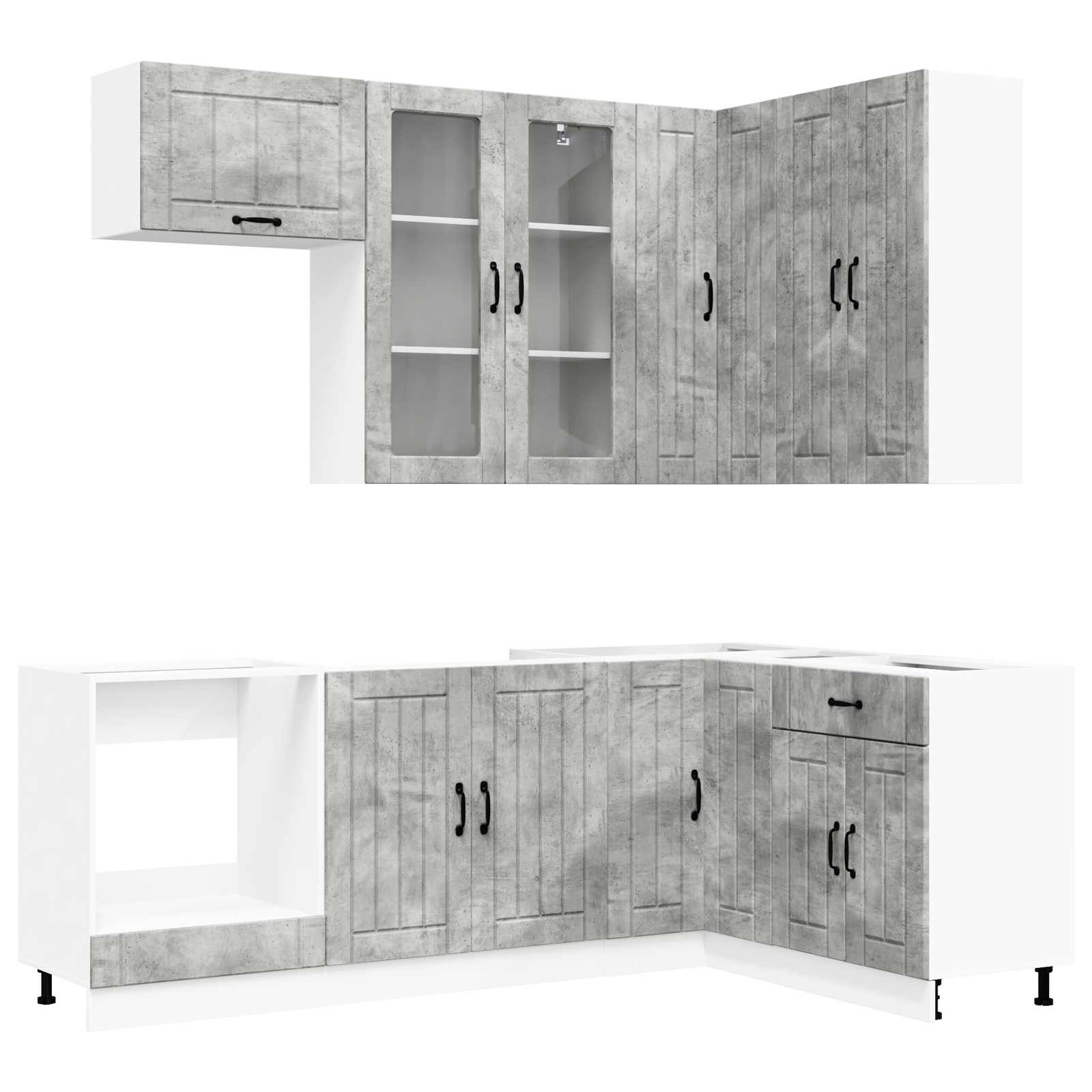 Kücheneinheit LUCCA 8 stk. Betongrau Holzwerkstoff