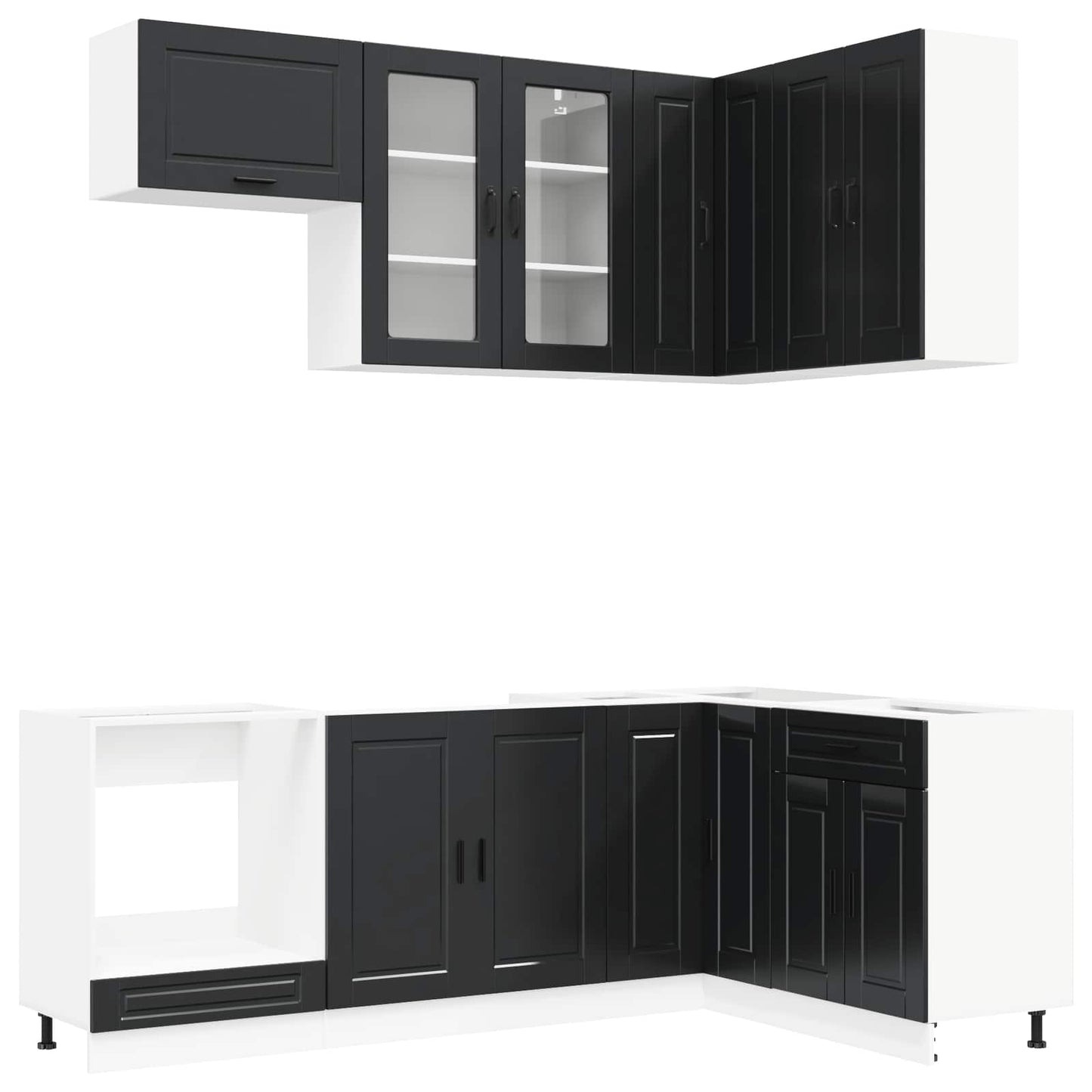 Kücheneinheit PORTO 8 stk. Schwarz Holzwerkstoff