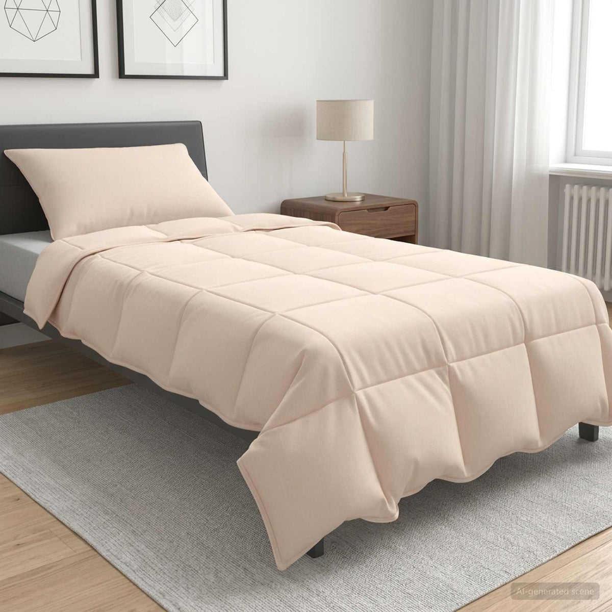 Bettwäsche-Set 2 stk. 137 x 200 cm Für alle Jahreszeiten Beige