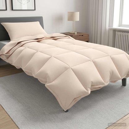 Bettwäsche-Set Beige 137 x 200 cm Baumwolle, Kapok, Polyester