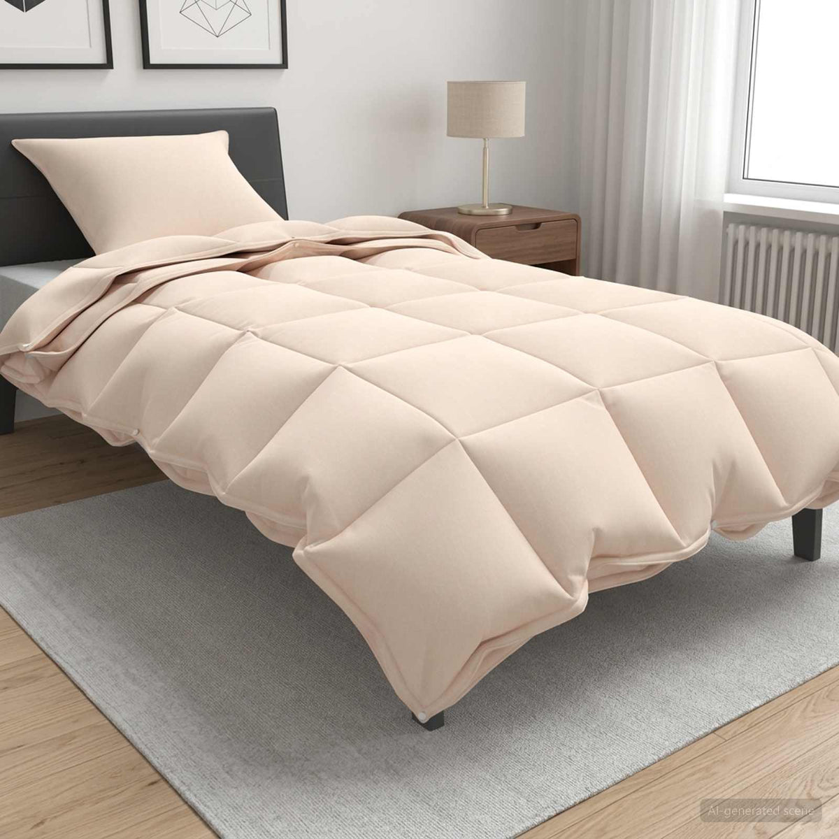 Bettwäsche-Set Beige 137 x 200 cm Baumwolle, Kapok, Polyester