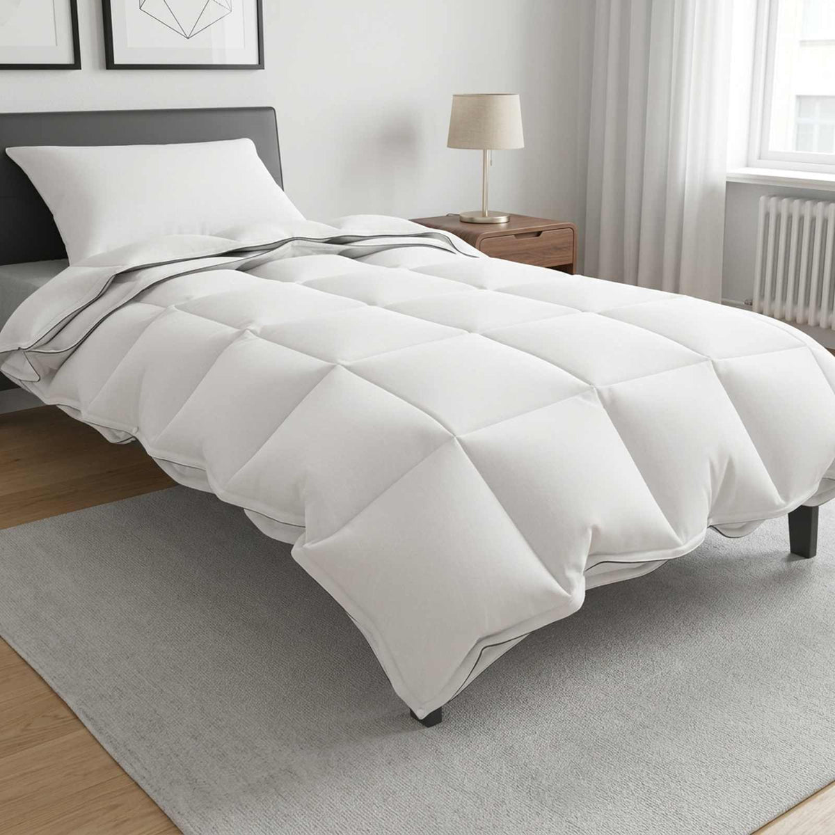 Bettwäsche-Set Weiß 137 x 200 cm Baumwolle, Bambus, Polyester