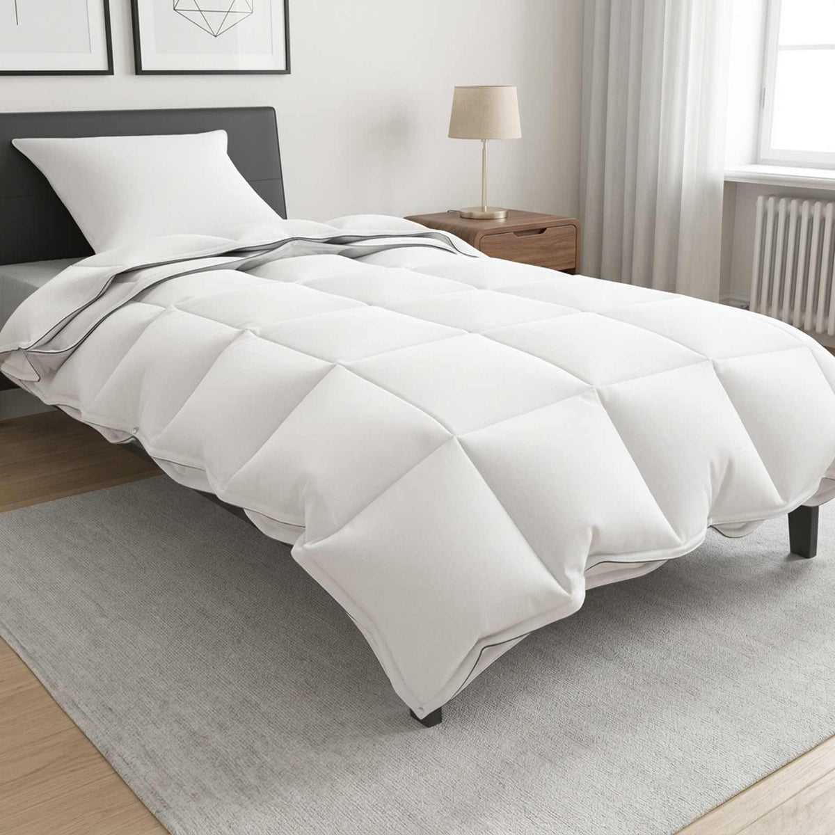 Bettwäsche-Set Weiß 137 x 200 cm Baumwolle, Bambus, Polyester