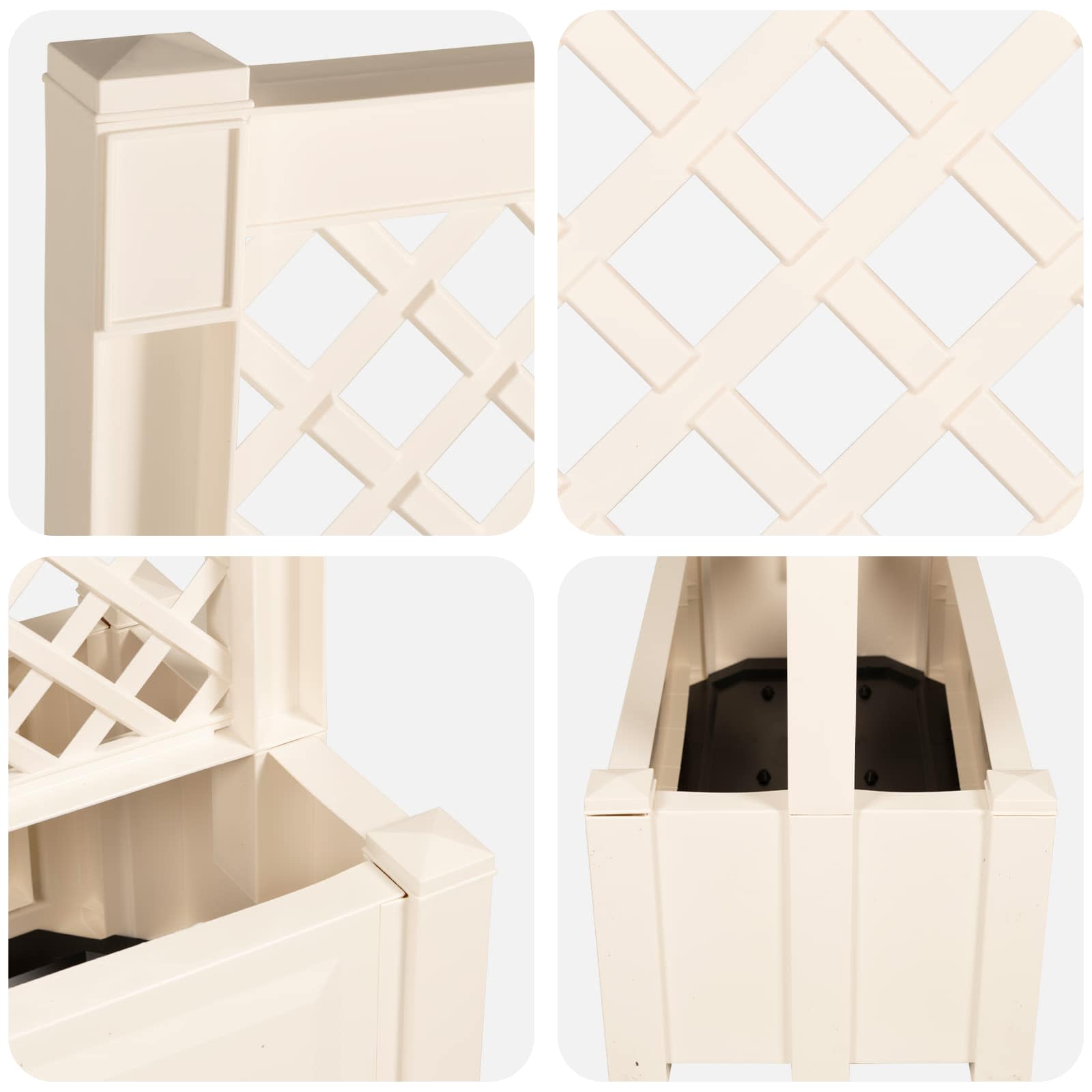 Großer Pflanzer mit Spalier Weiß 99,5 x 43 x 133,5 PP