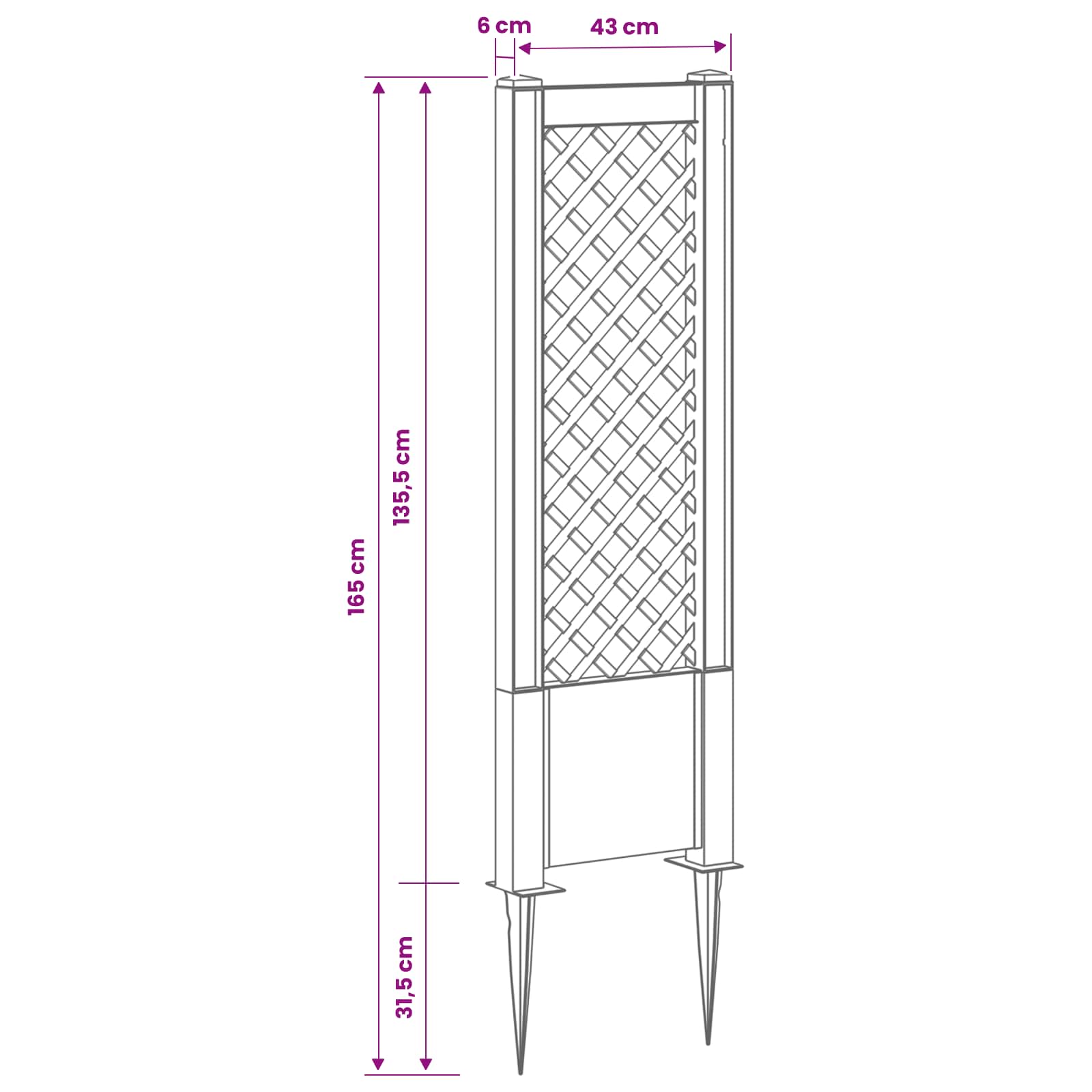 Trellis mit Spike PP Anthrazit