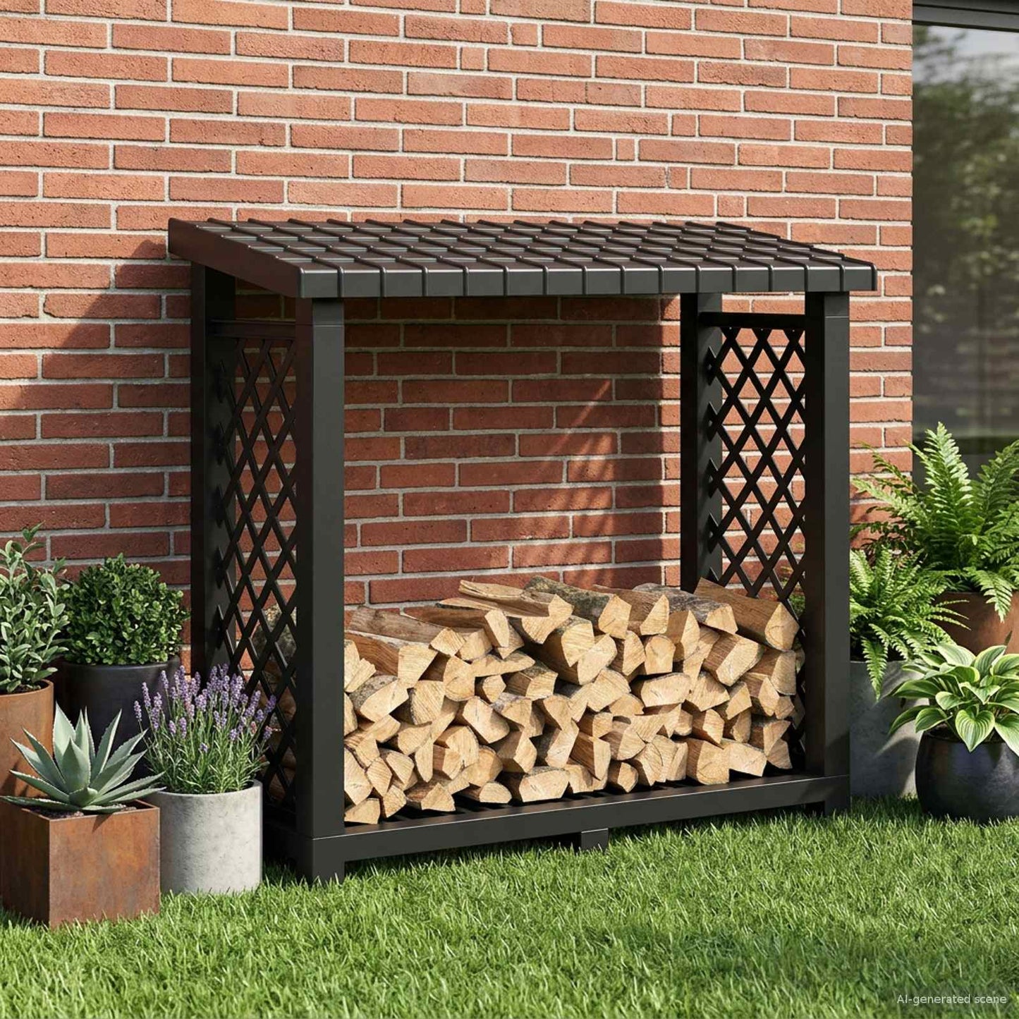 Brennholzregal 114 x 46 x 101 cm PP Anthrazit