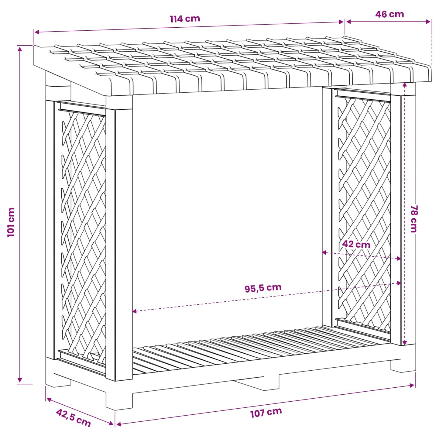 Brennholzregal 114 x 46 x 101 cm PP Anthrazit
