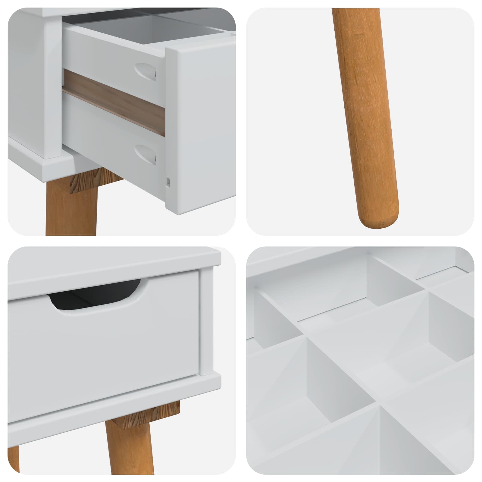 Schminktisch-Set FAUSKE 2 stk. Weiß 76 x 50 x 103,5 cm