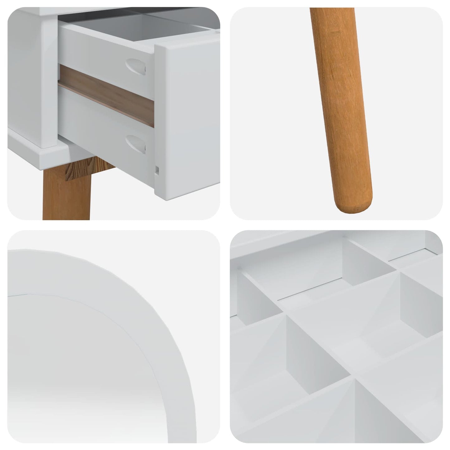 Schminktisch-Set FAUSKE 2 pcs Weiß 76 x 50 x 143 cm