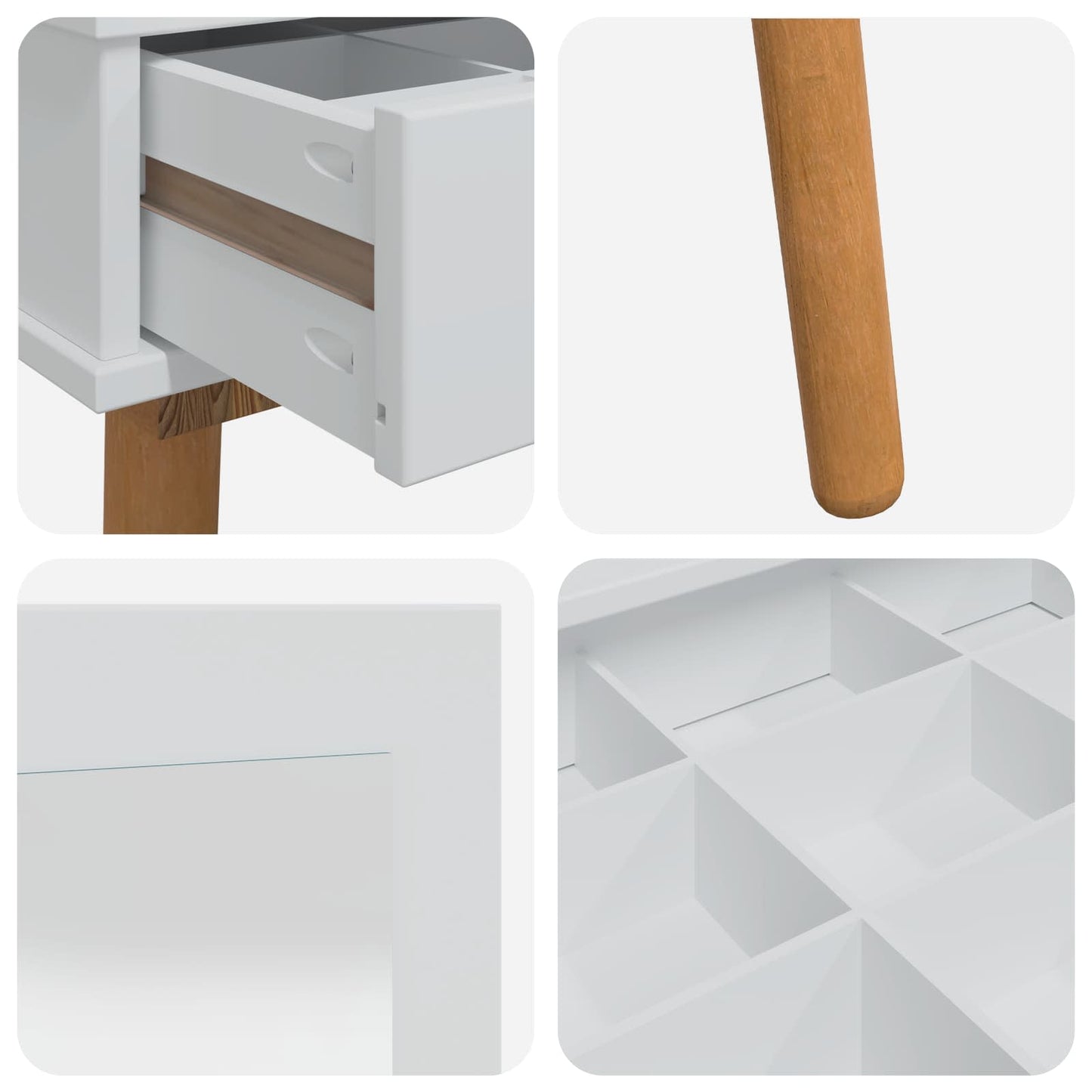 Schminktisch-Set FAUSKE 2 pcs Weiß 100 x 50 x 143 cm
