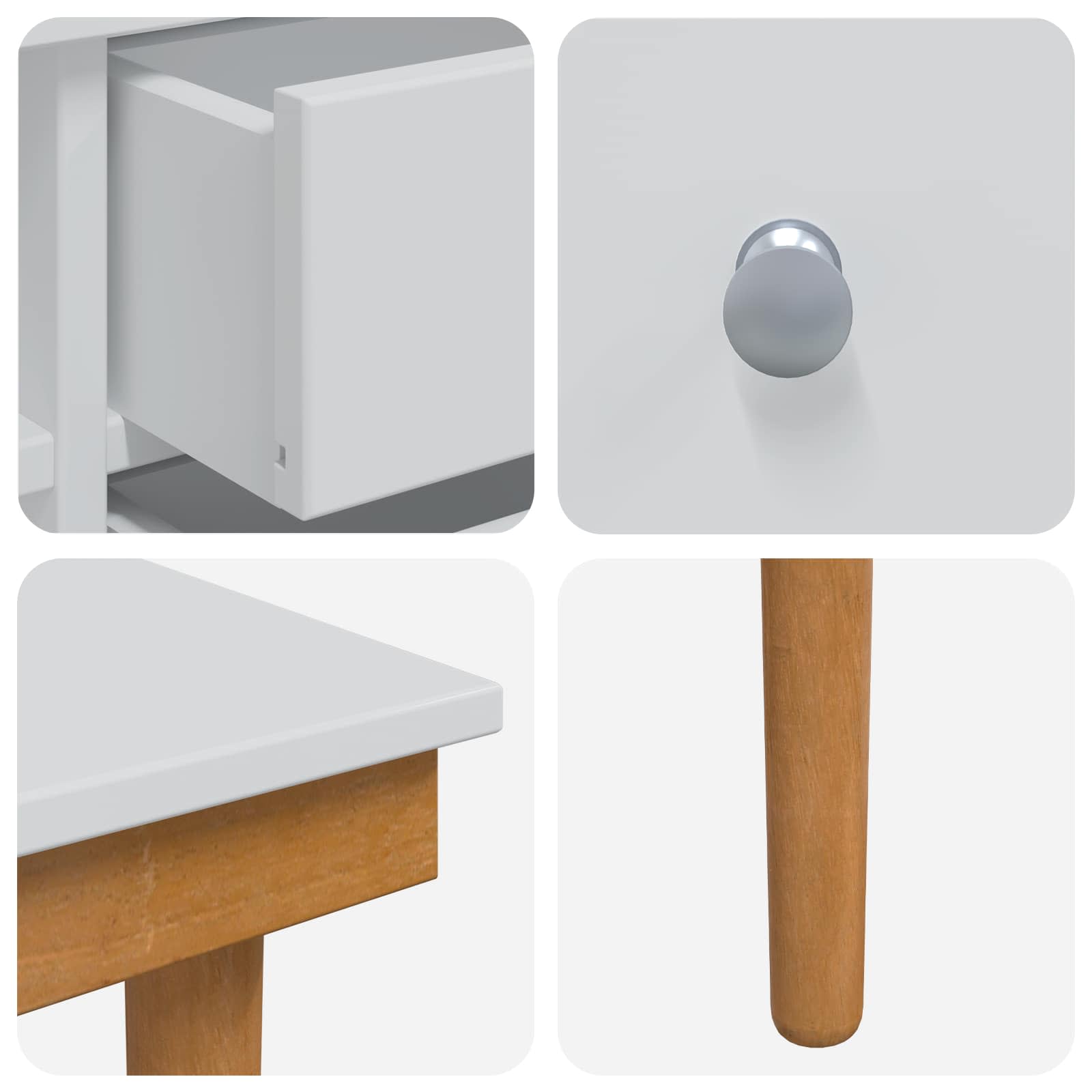 Schminktisch-Set FAUSKE 3 pcs Weiß 76 x 50 x 103,5 cm