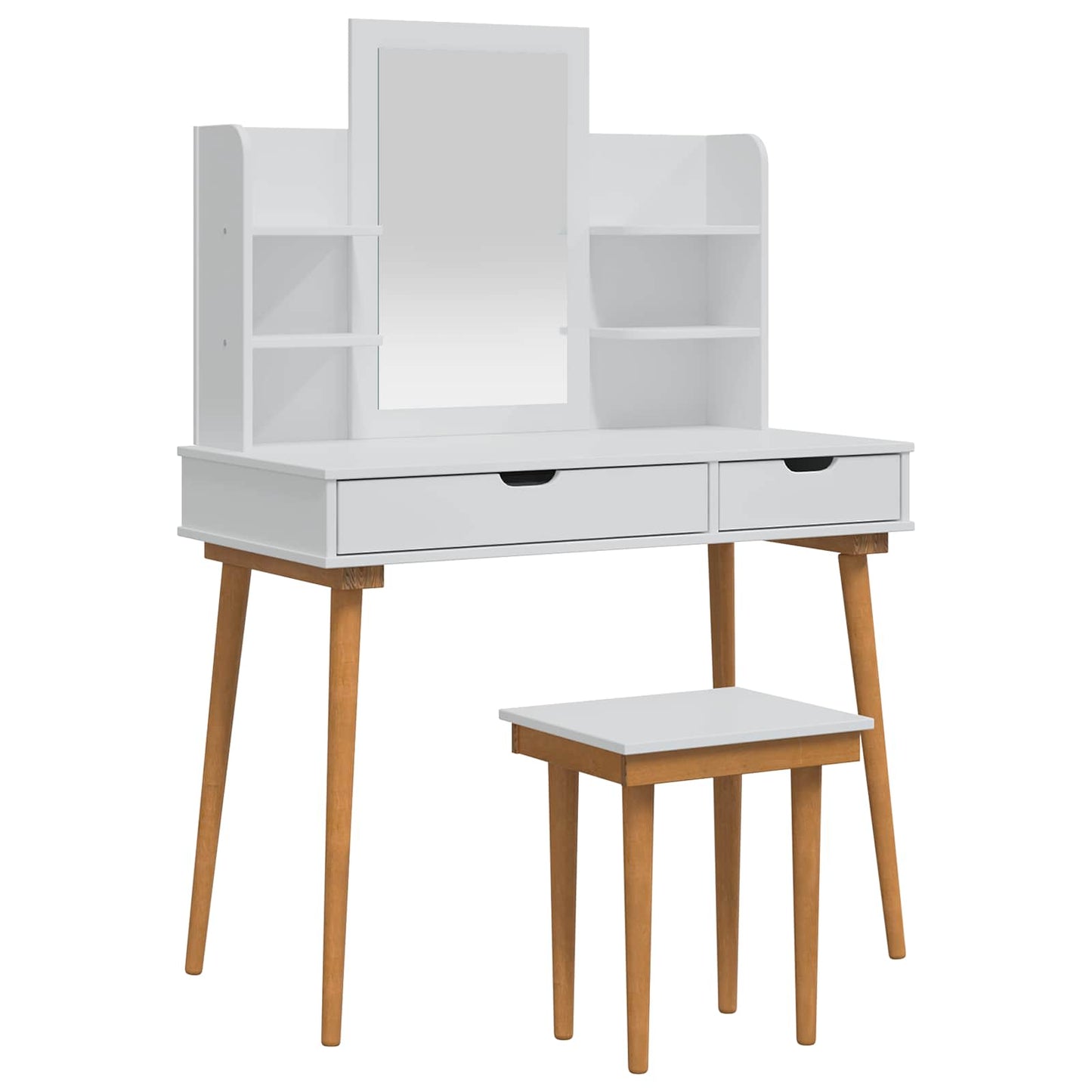 Schminktisch-Set FAUSKE 5 Stk. Weiß 100 x 50 x 143 cm