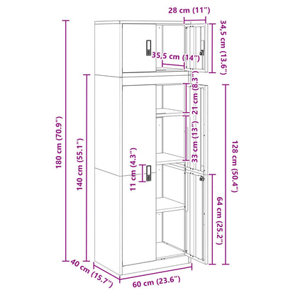 Aufbewahrungsschrank 2 stk. 60 x 40 x 180 cm Stahl Abschließbar