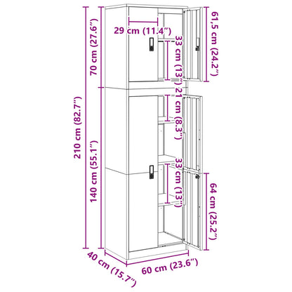 Aufbewahrungsschrank 2 stk. 60 x 40 x 210 cm Stahl Abschließbar