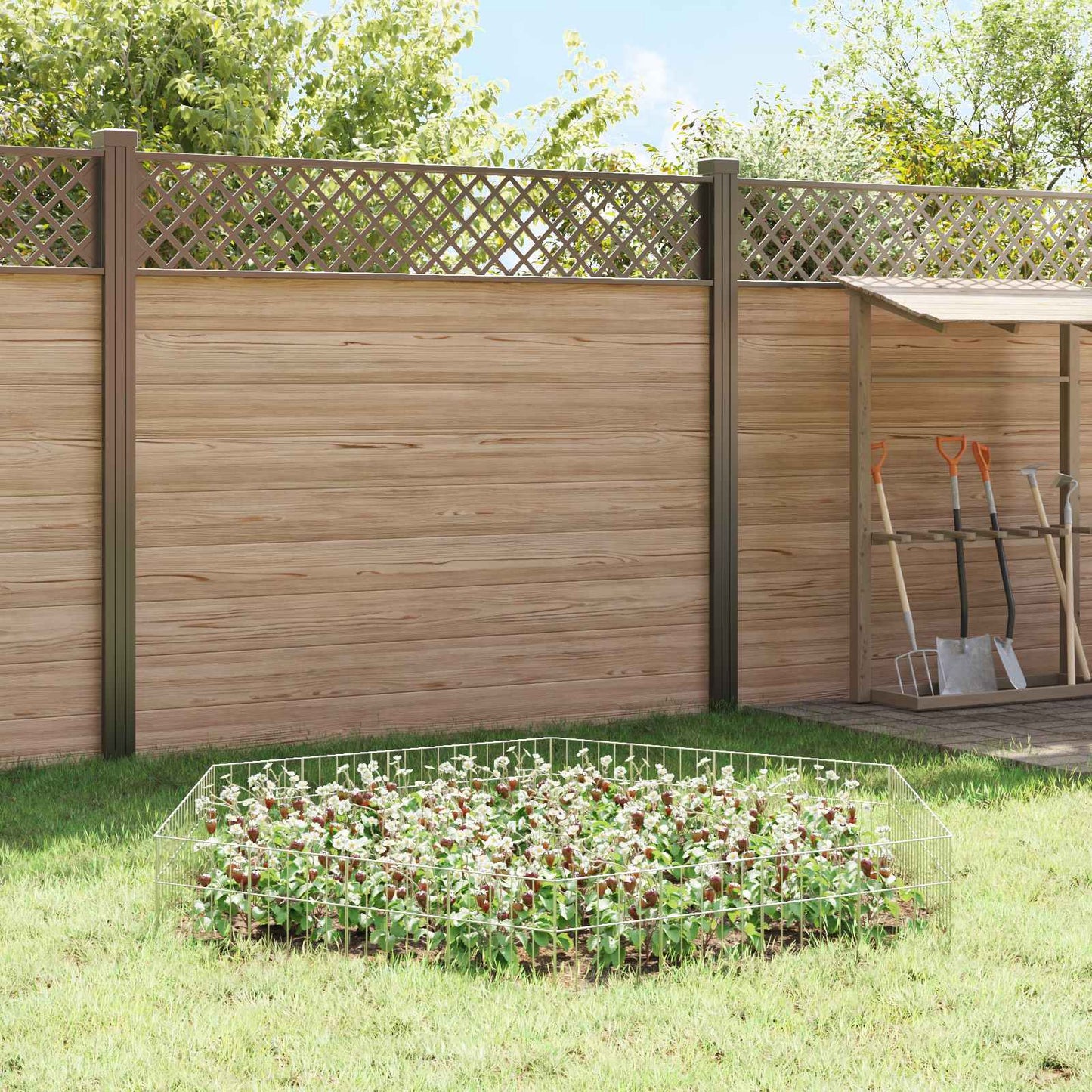 Gartenzaun-Paneel 24 stk. 25 x 30 cm Verzinkter Stahl Silber