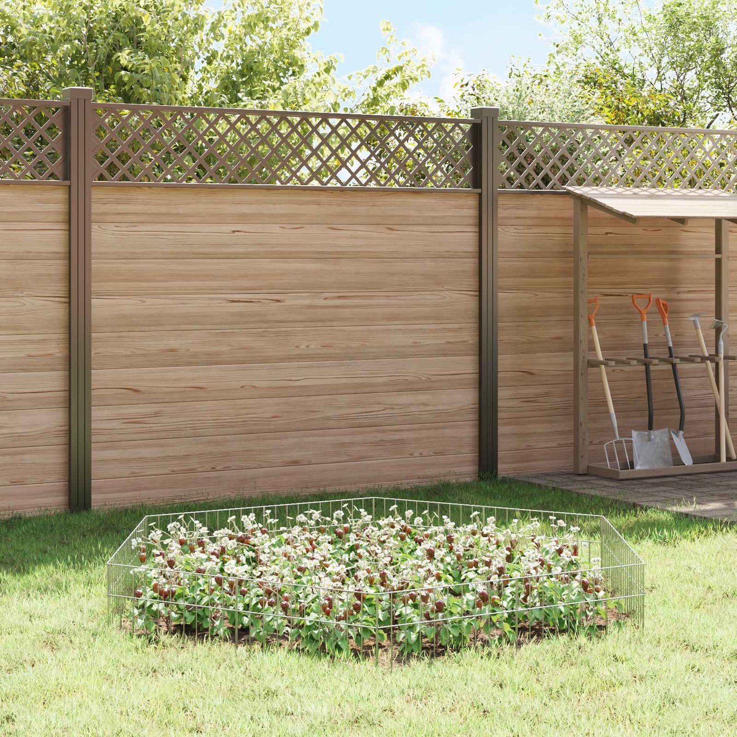 Gartenzaun-Paneel 48 stk. 50 x 30 cm Verzinkter Stahl Silber