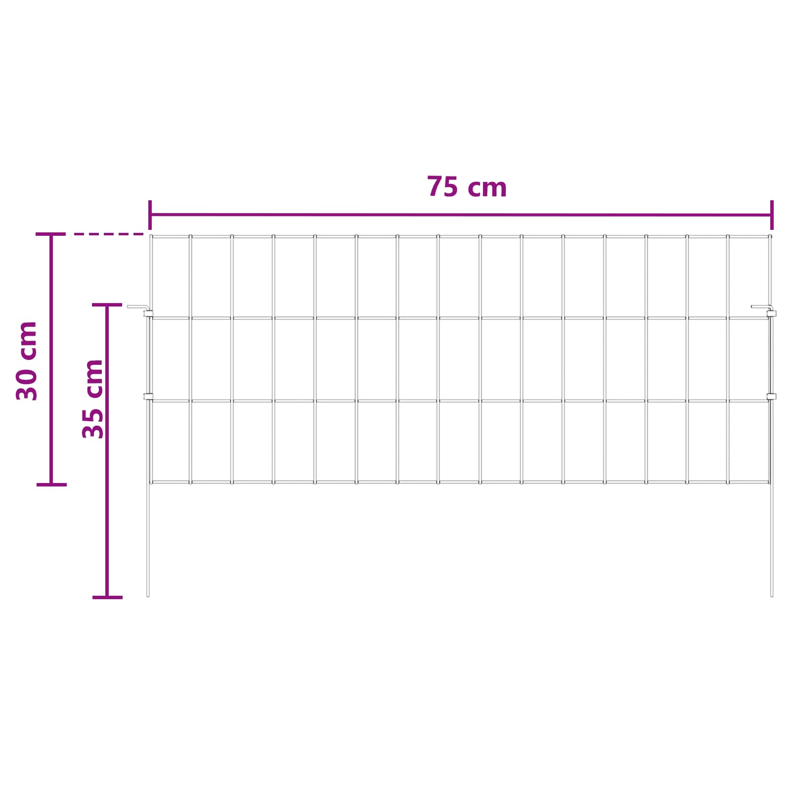 Gartenzaun mit Pfählen 48 stk. 75 x 30 cm Verzinkter Stahl