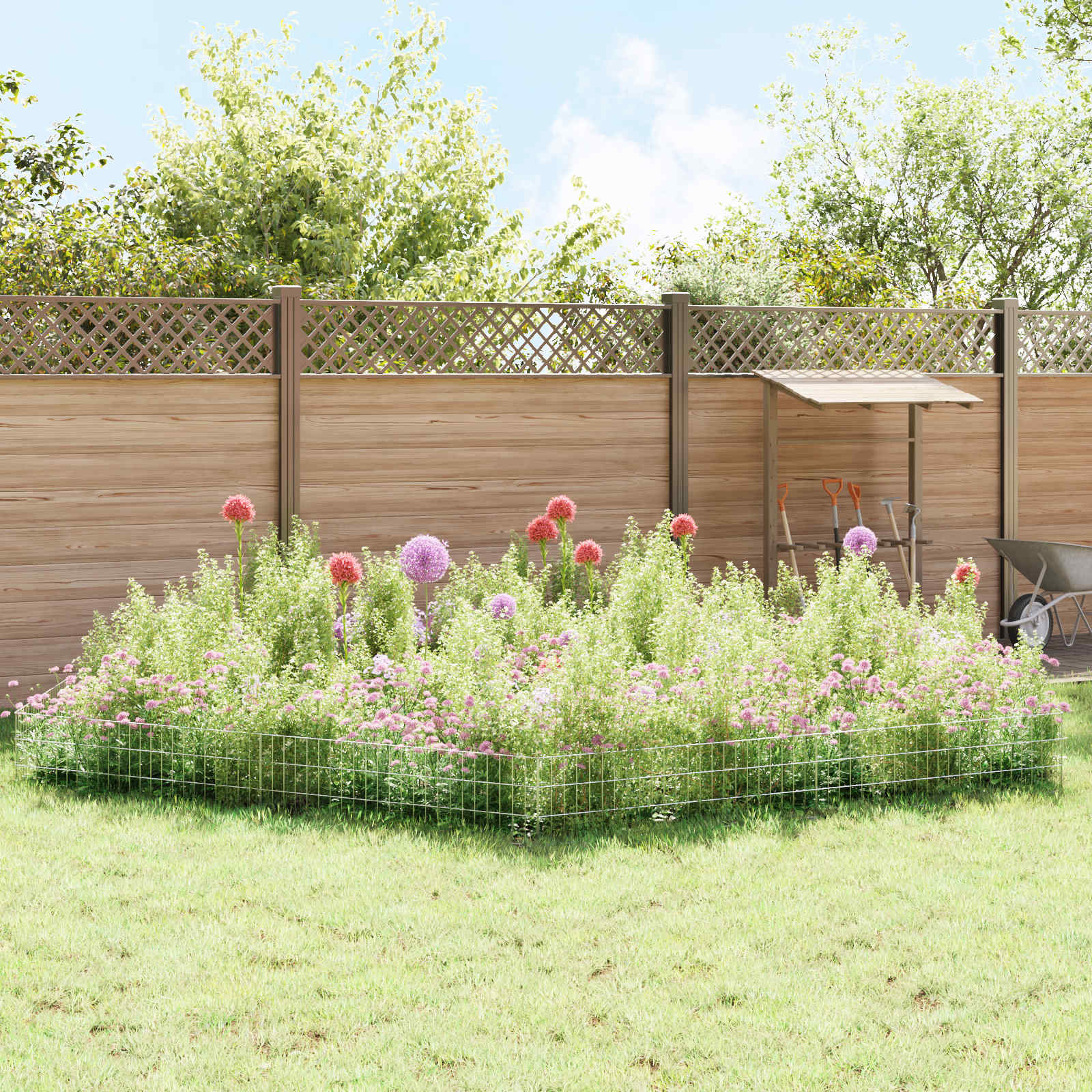 Gartenzaun mit Pfählen 12 stk. 115 x 30 cm Verzinkter Stahl