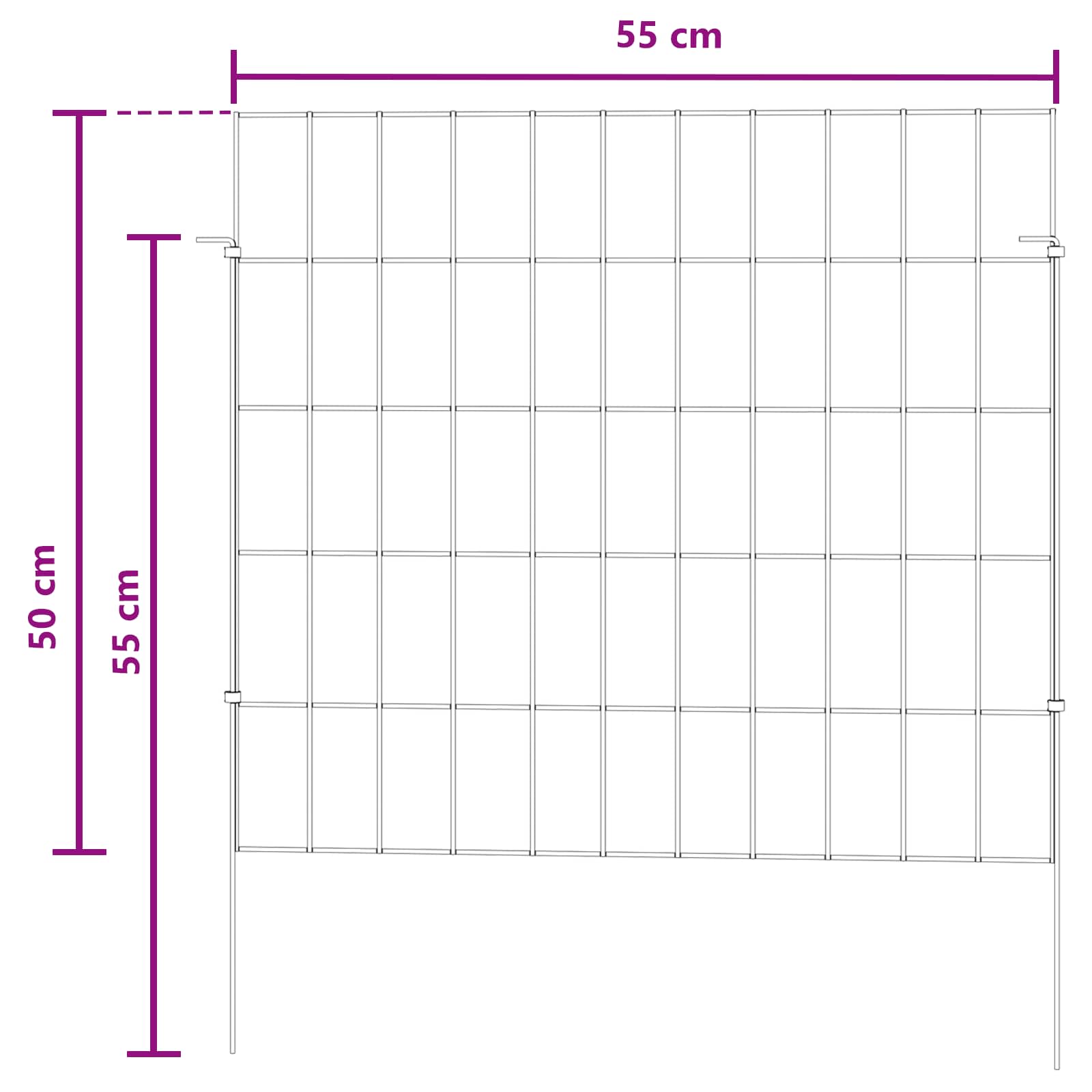 Gartenzaun mit Pfählen 24 stk. 55 x 50 cm Verzinkter Stahl