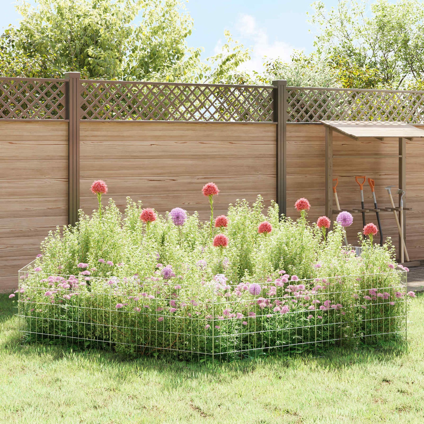 Gartenzaun mit Pfählen 12 stk. 75 x 50 cm Verzinkter Stahl