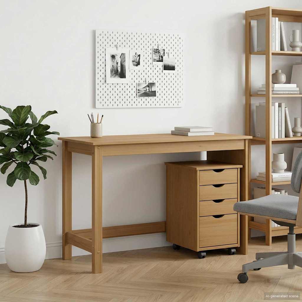 Schreibtischschrank-Set 2 stk. Honigbraun Massives Kiefernholz